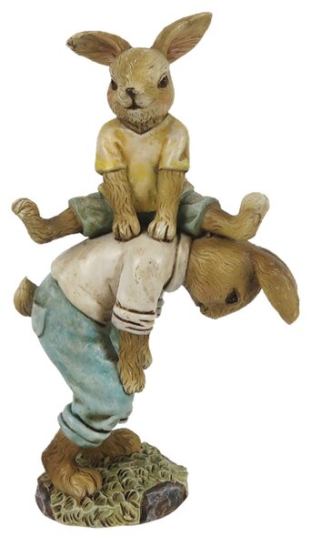 Veľkonočné dekorácie hrajúcich si králikov - 9 * 4 * 15 cm - Clayre & Eef