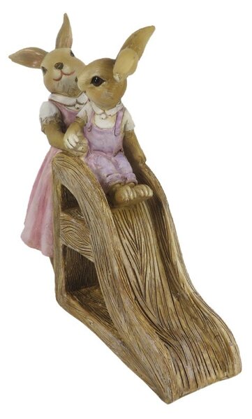 Veľkonočné dekorácie králikov u šmykľavky - 14 * 6 * 15 cm - Clayre & Eef