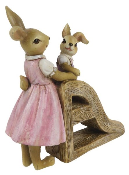 Veľkonočné dekorácie králikov u šmykľavky - 14 * 6 * 15 cm - Clayre & Eef
