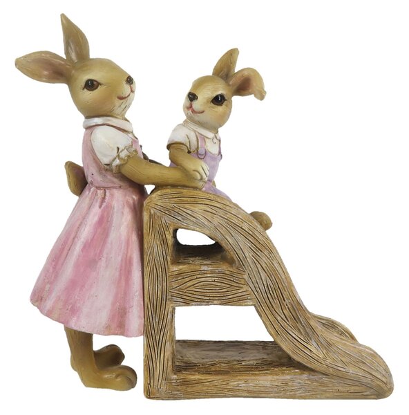 Veľkonočné dekorácie králikov u šmykľavky - 14 * 6 * 15 cm - Clayre & Eef
