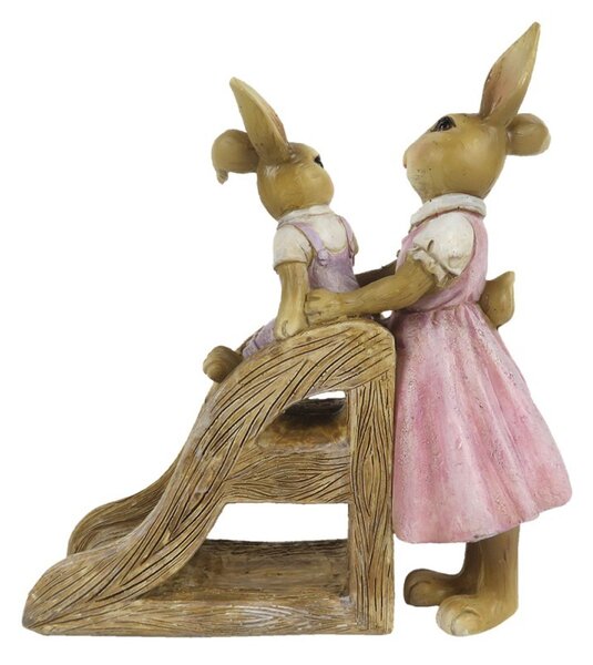 Veľkonočné dekorácie králikov u šmykľavky - 14 * 6 * 15 cm - Clayre & Eef
