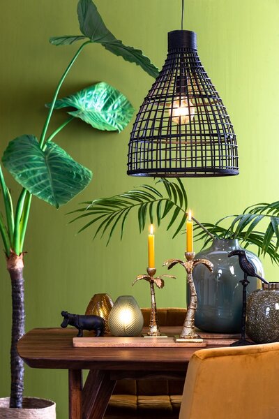 Čierne ratanové závesné svetlo Puerto - Ø 40*51cm - Light & Living