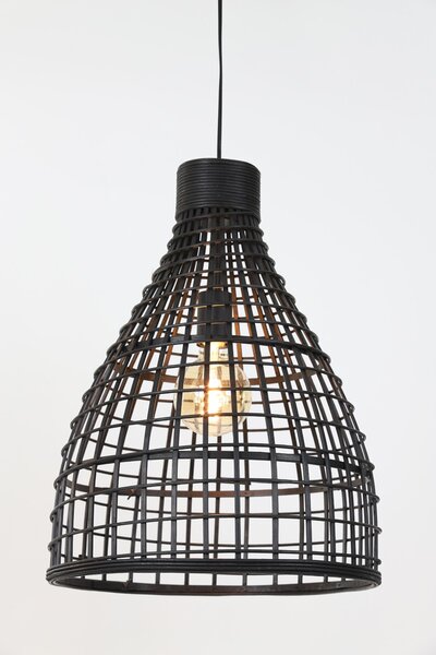 Čierne ratanové závesné svetlo Puerto - Ø 40*51cm - Light & Living