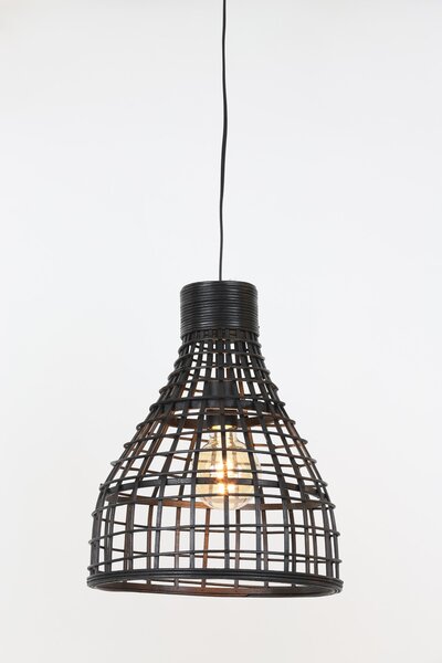 Čierne ratanové závesné svetlo Puerto - Ø 34 * 41cm - Light & Living