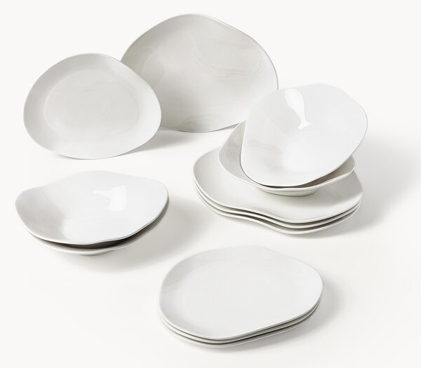 Porcelánová súprava riadu v organickom tvare Joana, 4 osoby, 12 ks