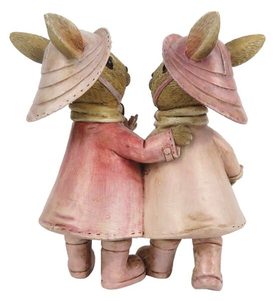 Veľkonočné dekorácie králičích slečien v pršiplášť - 13 * 8 * 13 cm - Clayre & Eef