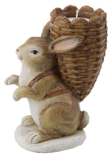 Veľkonočné svietnik v dizajne králika s nošou - 11 * 7 * 14 cm - Clayre & Eef