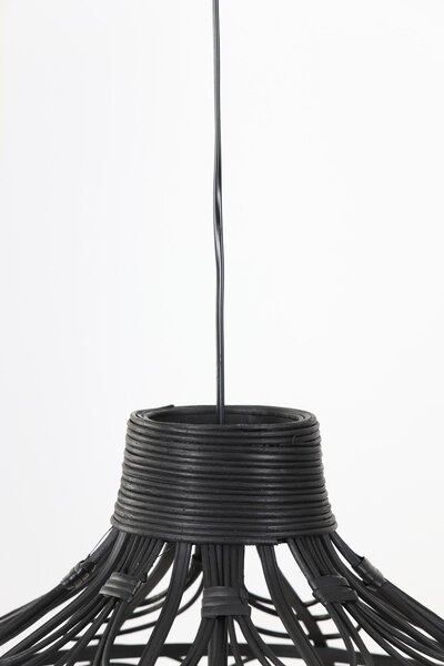 Čierne ratanové závesné svetlo Pocita - Ø 48 * 43cm - Light & Living