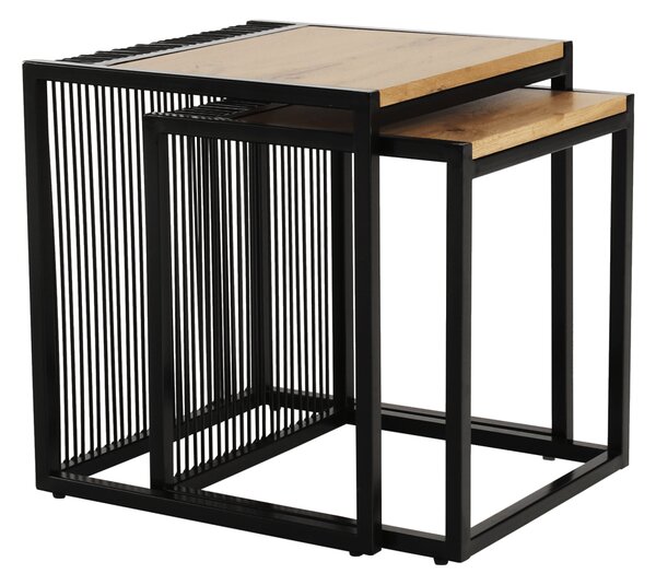 KONDELA Konferenčné stolíky, set 2 ks, dub/čierny, RIMBO
