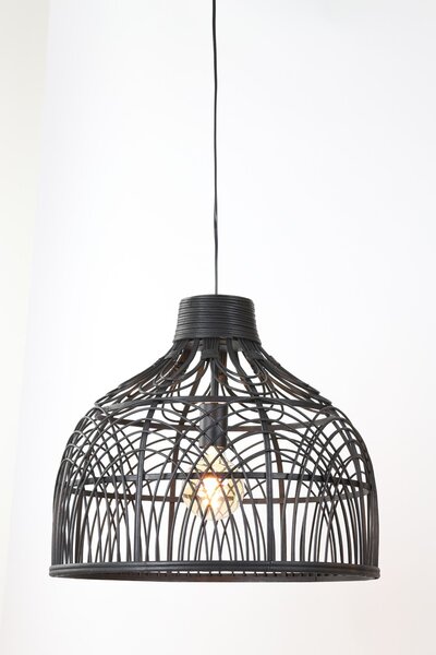 Čierne ratanové závesné svetlo Pocita - Ø 48 * 43cm - Light & Living