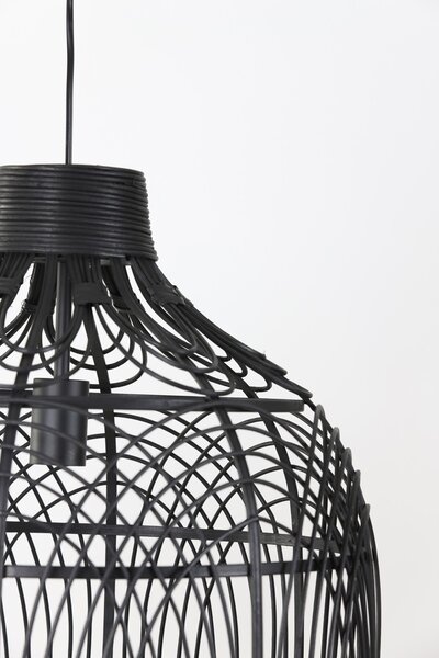Čierne ratanové závesné svetlo Pocita - Ø 48 * 43cm - Light & Living
