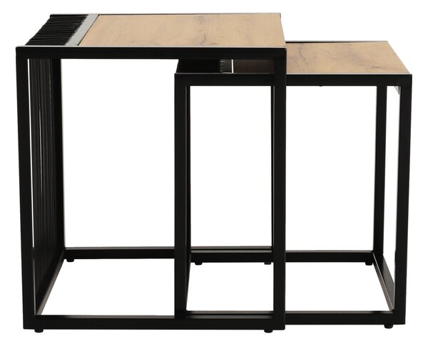 KONDELA Konferenčné stolíky, set 2 ks, dub/čierny, RIMBO