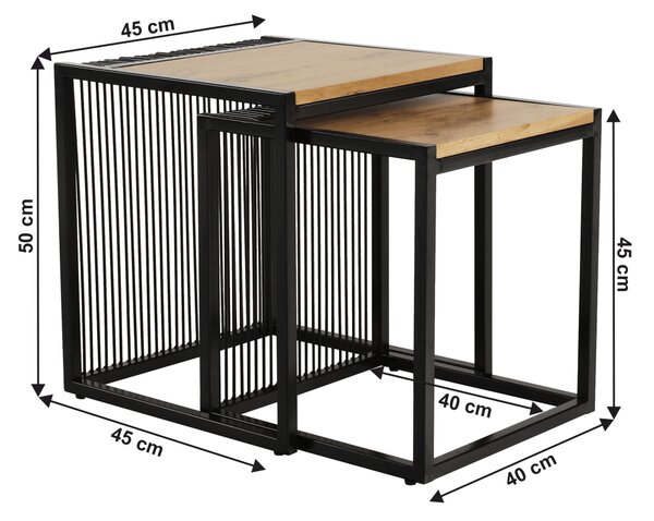 KONDELA Konferenčné stolíky, set 2 ks, dub/čierny, RIMBO