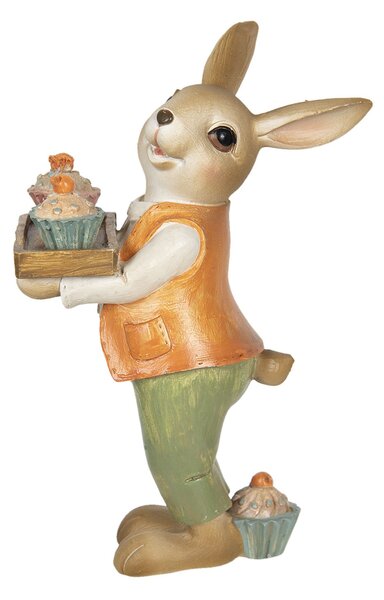 Veľkonočné dekorácie králika s muffiny - 11 * 6 * 16 cm - Clayre & Eef