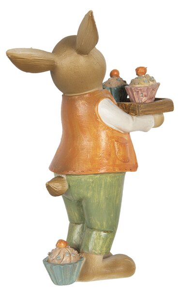 Veľkonočné dekorácie králika s muffiny - 11 * 6 * 16 cm - Clayre & Eef