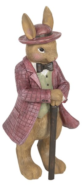 Dekorácie králika v kabáte s paličkou - 8 * 8 * 19 cm - Clayre & Eef
