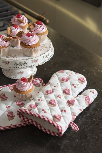 Bavlnená podložka pod hrniec Cherry Cupcake - 20 * 20 cm - Clayre & Eef
