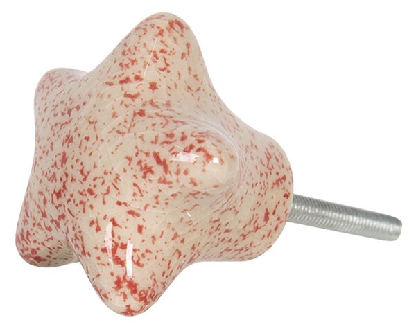 Krémovo-červená úchytka na nábytok v tvare hviezdy - 4 * 3 * 4 cm - Clayre & Eef