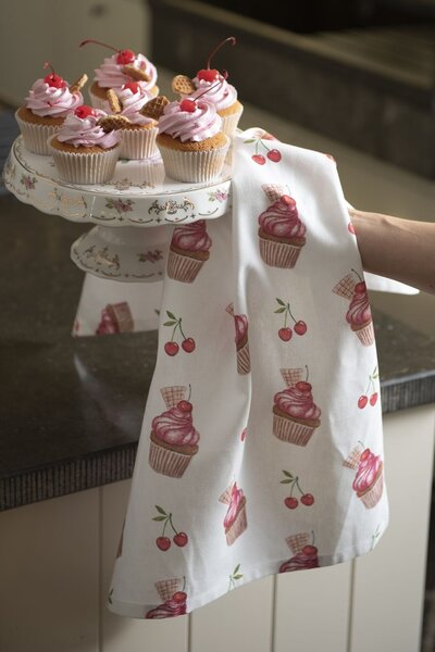 Bavlnená podložka pod hrniec Cherry Cupcake - 20 * 20 cm - Clayre & Eef