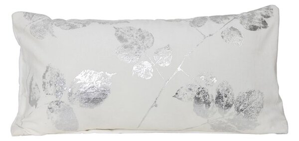 Zamatový biely vankúš so striebornými listy Leave - 60 * 30 cm - Light & Living