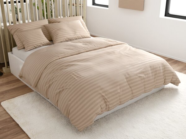 Hotelové obliečky z mikrovlákna JASMINE béžové - prúžok 2 cm Rozmer obliečky: 70 x 90 cm | 140 x 220 cm