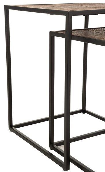 2 čierne kovové odkladacie stolíky Christophe - 42*42*53cm - J-Line by Jolipa