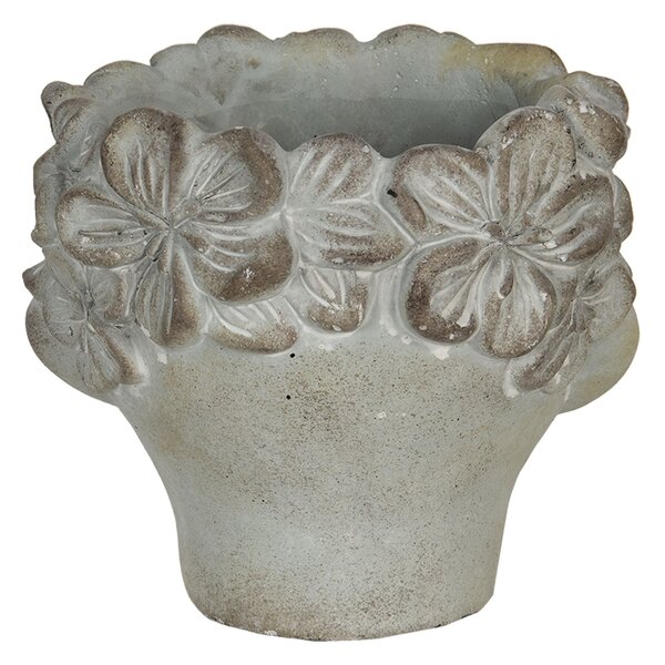 Malý kvetináč v dizajne hlavy s kvetinovým vencom Tete - 12 * 10 * 9 cm - Clayre & Eef