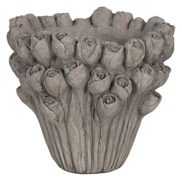 Kvetináč s dekoráciami ruží Rhode - Ø 23 * 21 cm - Clayre & Eef