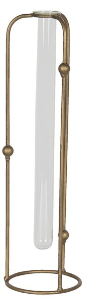 Sklenená váza Skúmavka v stojane - 10 * 35 cm - Clayre & Eef