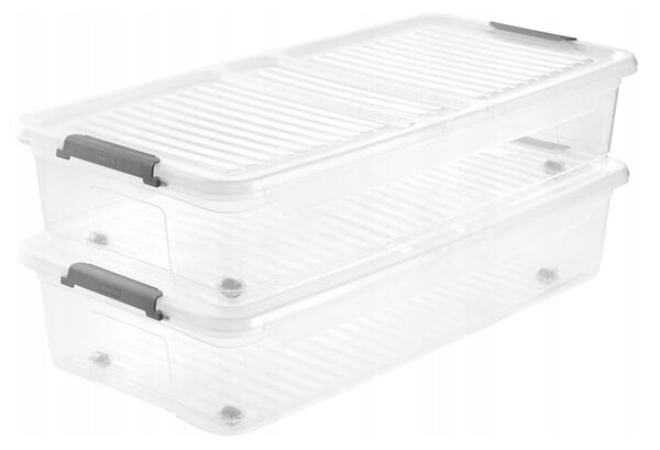 Úložný box s vekom a kolieskami pod posteľ, KEEEPER CLIPBOX LEO 33L, 77 x 38 x 16 cm