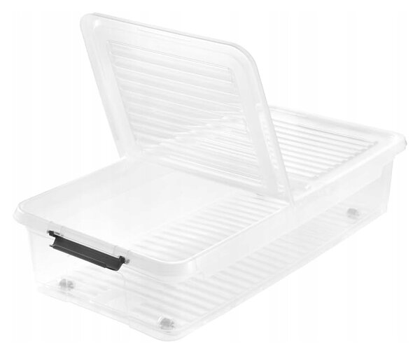 Úložný box s vekom a kolieskami pod posteľ, KEEEPER CLIPBOX LEO 33L, 77 x 38 x 16 cm