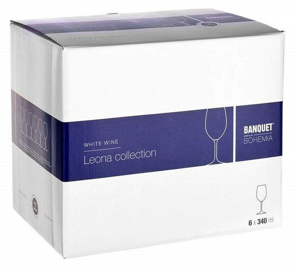 Banquet 6-dielna sada pohárov na biele víno LEONA, 340 ml