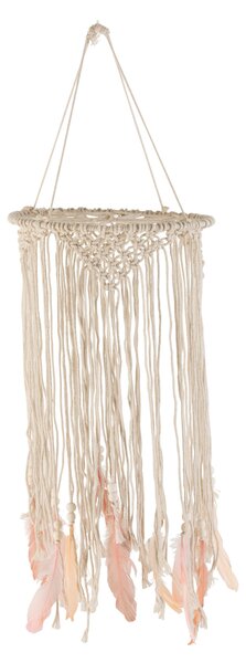 Prírodné lapač snov s ružovými pierkami Feathers - Ø 30*90cm - J-Line by Jolipa