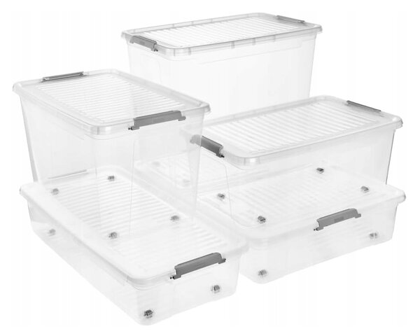 Úložný box s vekom a kolieskami pod posteľ, KEEEPER CLIPBOX LEO 33L, 77 x 38 x 16 cm