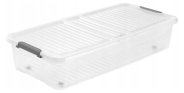 Úložný box s vekom a kolieskami pod posteľ, KEEEPER CLIPBOX LEO 33L, 77 x 38 x 16 cm