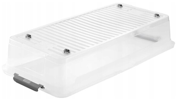 Úložný box s vekom a kolieskami pod posteľ, KEEEPER CLIPBOX LEO 33L, 77 x 38 x 16 cm