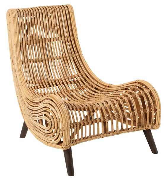 Prírodné ratanové dizajnové kreslo Laina - 60 * 90 * 85 cm - J-Line by Jolipa