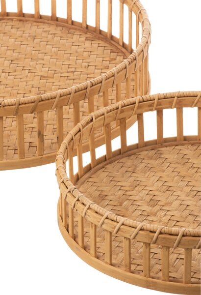 Set 3ks bambusových podnosov s okrajom Bamboo - Ø 47 * 13 cm - J-Line by Jolipa