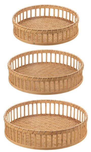 Set 3ks bambusových podnosov s okrajom Bamboo - Ø 47 * 13 cm - J-Line by Jolipa
