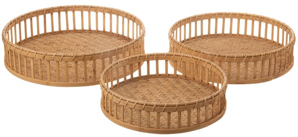 Set 3ks bambusových podnosov s okrajom Bamboo - Ø 47 * 13 cm - J-Line by Jolipa