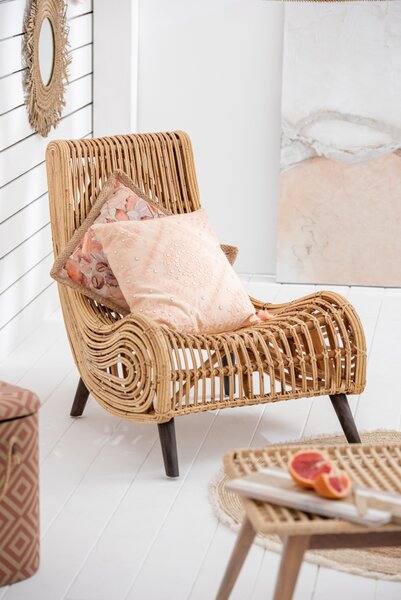 Prírodné ratanové dizajnové kreslo Laina - 60 * 90 * 85 cm - J-Line by Jolipa