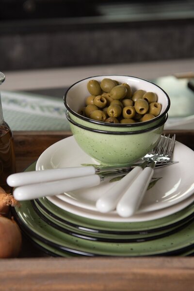 Zelený keramický hrnček s machuľa Printemps - 15 * 11 * 9 cm / 0.3l - Clayre & Eef