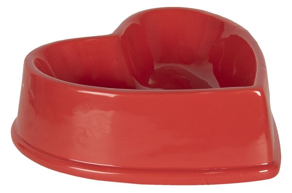 Červená miska pre zvieratá v tvare srdca - 19 * 19 * 6 cm - Clayre & Eef