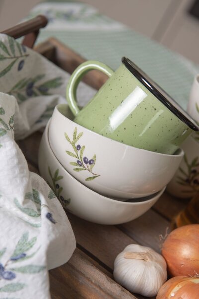 Zelený keramický hrnček s machuľa Printemps - 15 * 11 * 9 cm / 0.3l - Clayre & Eef