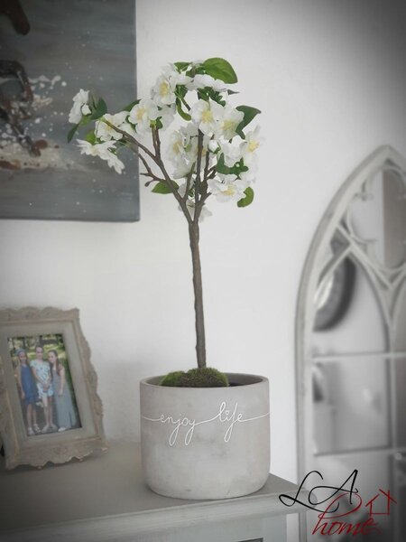 Dekorácie umelý biely kvitnúce stromček - 24-24 * 52 cm - J-Line by Jolipa