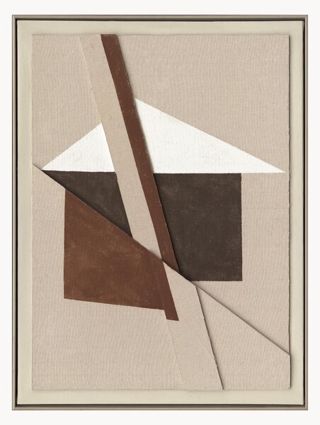 Ručne maľovaná nástenná dekorácia v ráme Brown Shapes
