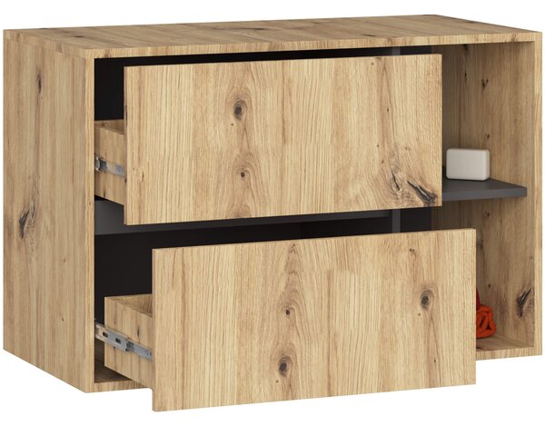 Ak furniture Závesná skrinka pod umývadlo VAMI 90 cm dub artisan/grafitová