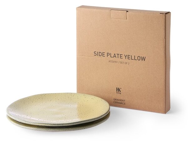 2ks žltý dezertný tanier Gradient Ceramics - Ø 22,5 * 1,5cm - HKLIVING
