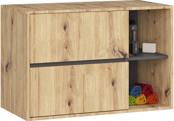 Ak furniture Závesná skrinka pod umývadlo VAMI 90 cm dub artisan/grafitová
