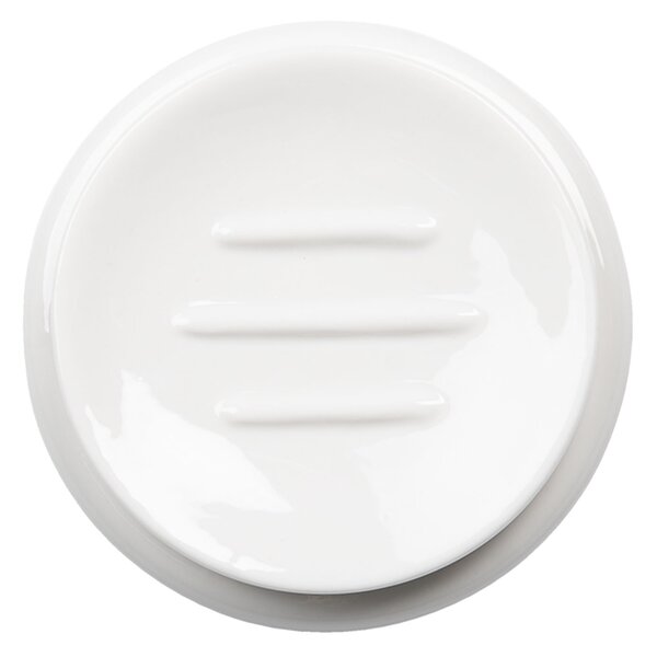 Porcelánová guľatá biela mydelnička Circle - Ø 12 * 2 cm - Clayre & Eef